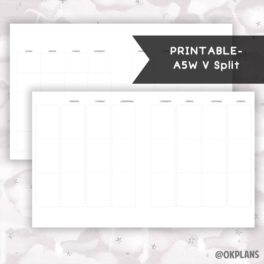 A5Wide Vertical Split Planner // Digital Download // Writing Paper, Study Note Template, Lecture Notes Taking