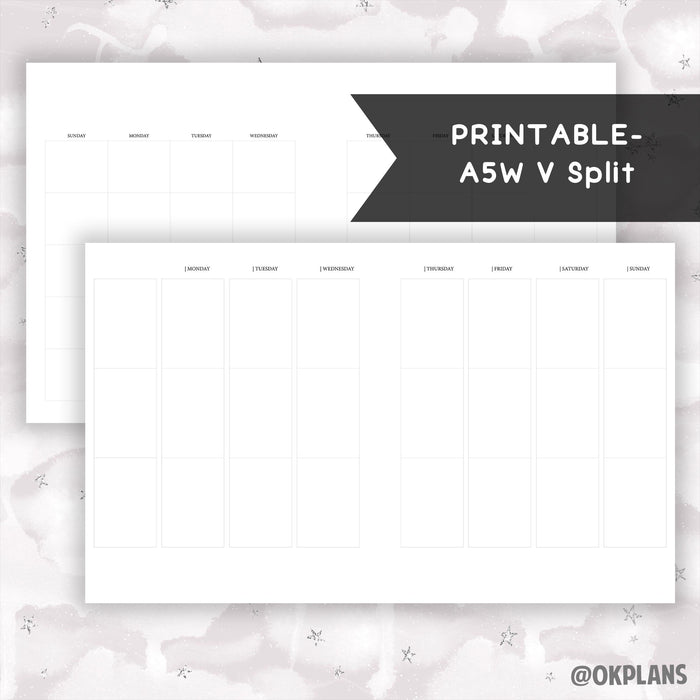 A5Wide Vertical Split Planner // Digital Download // Writing Paper, Study Note Template, Lecture Notes Taking