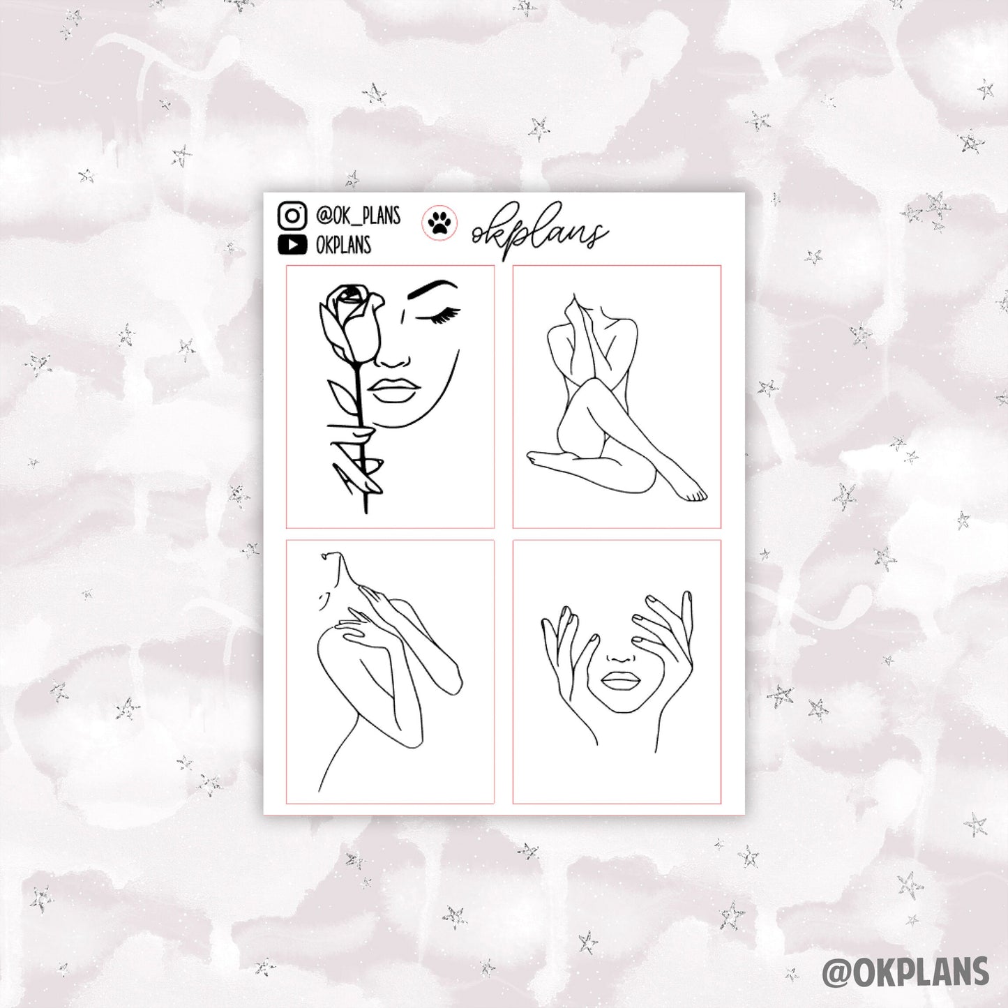 Feminine Line Art Overlay // 0042 // Foiled