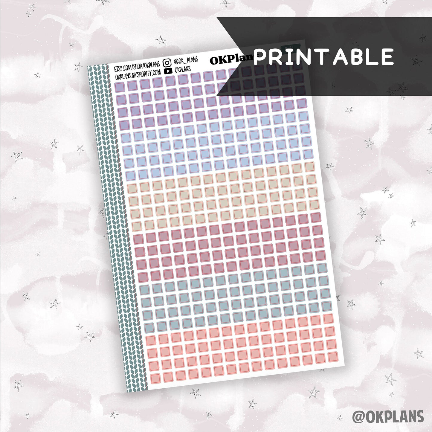 5mm Squares // Canvas // Printable // C-311 // Multicolor Functional