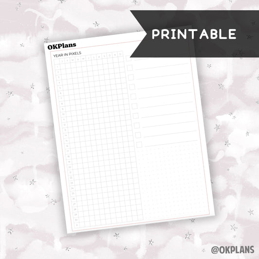 7x9 Year in Pixel Sticker // Printable // C-320 // Functional