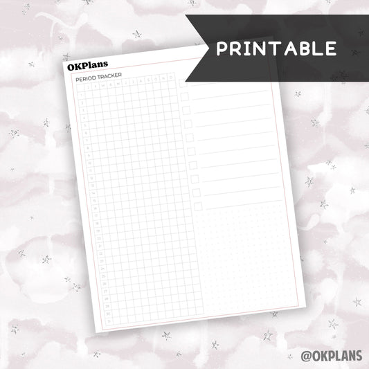 7x9 Period Tracker Sticker // Printable // C-322 // Functional
