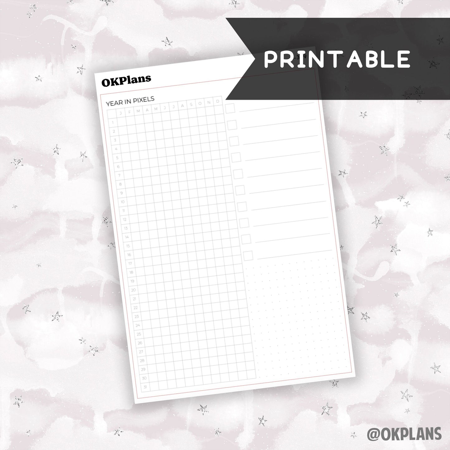A5 Year in Pixel Sticker // Printable // C-329 // Functional