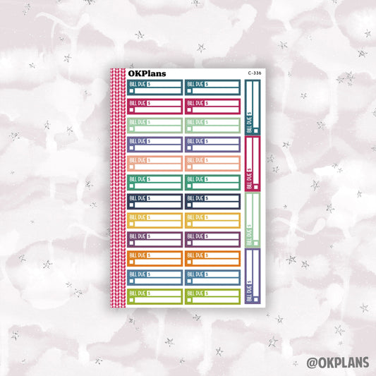 8.5x11 Bill Due Labels // EC Multi // C-336 // Multicolor Functional