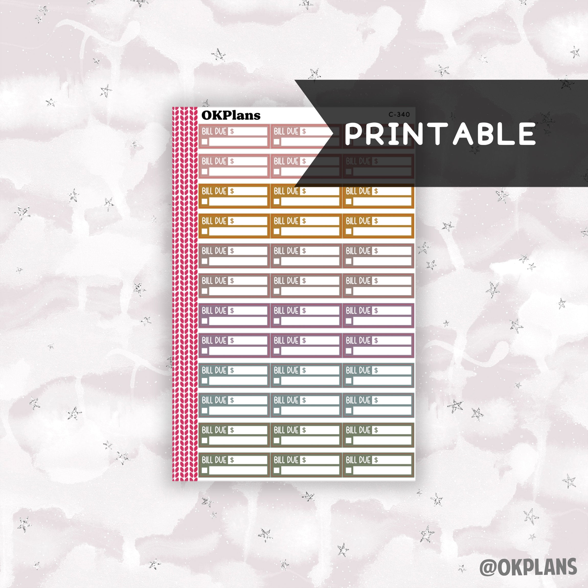 Bill Labeling 1.6in Bill Due Labels // Printable // Bold Blooms // C-340 // Multicol ...