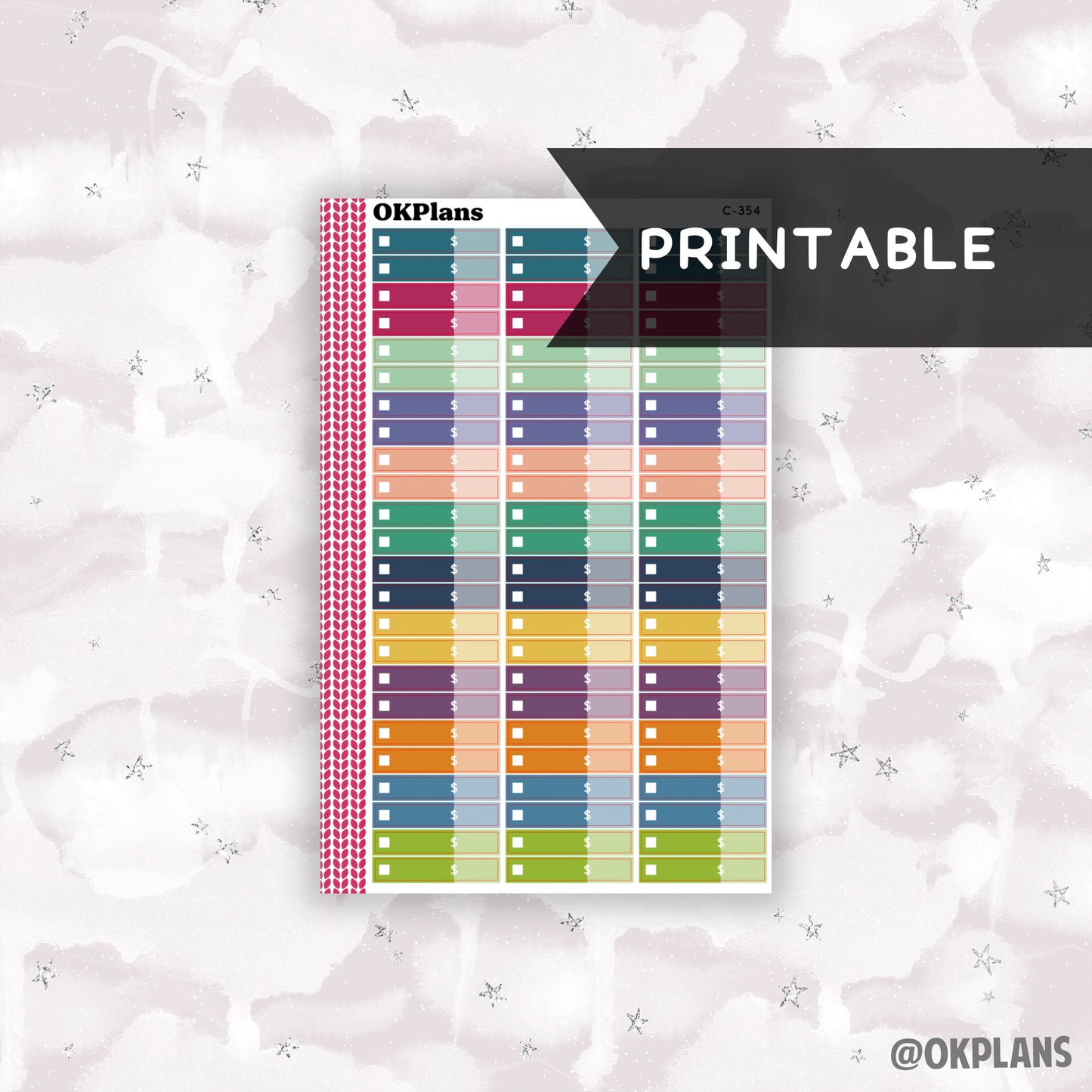 1.5in Expense Labels // Printable // EC Multi // C-354 // Multicolor Functional