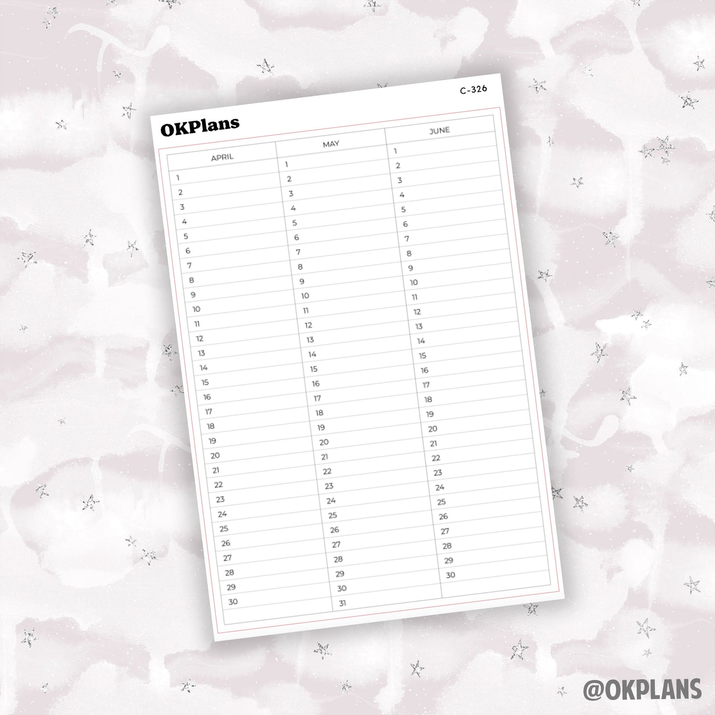 A5 Quarterly Perpetual Calendar Sticker // C-325, C-326, C-327, C-328 // Functional
