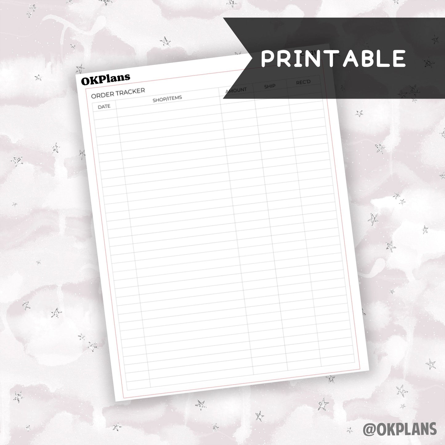 7x9 Order Tracker Sticker // Printable // C-321 // Functional