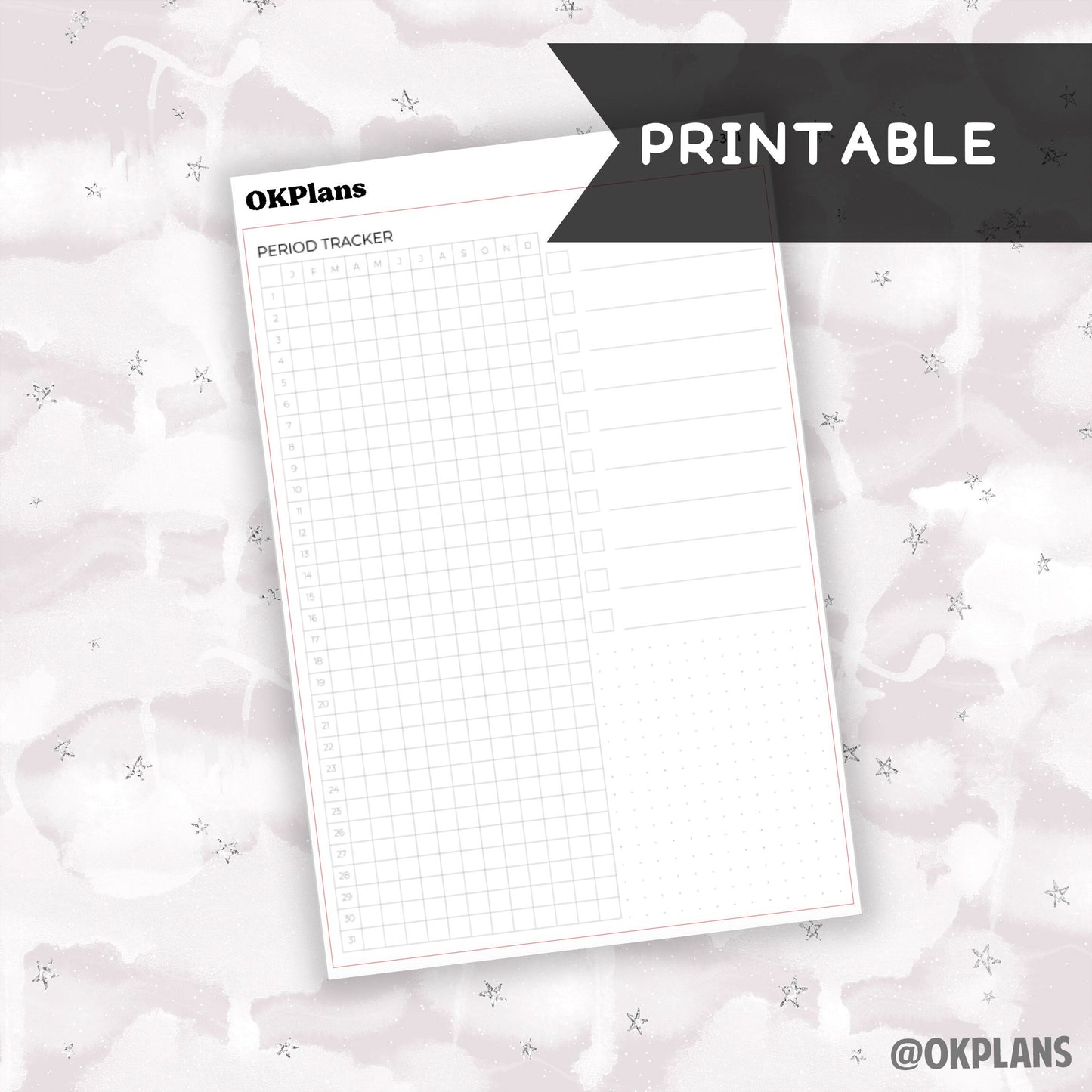 A5 Period Tracker Sticker // Printable // C-331 // Functional