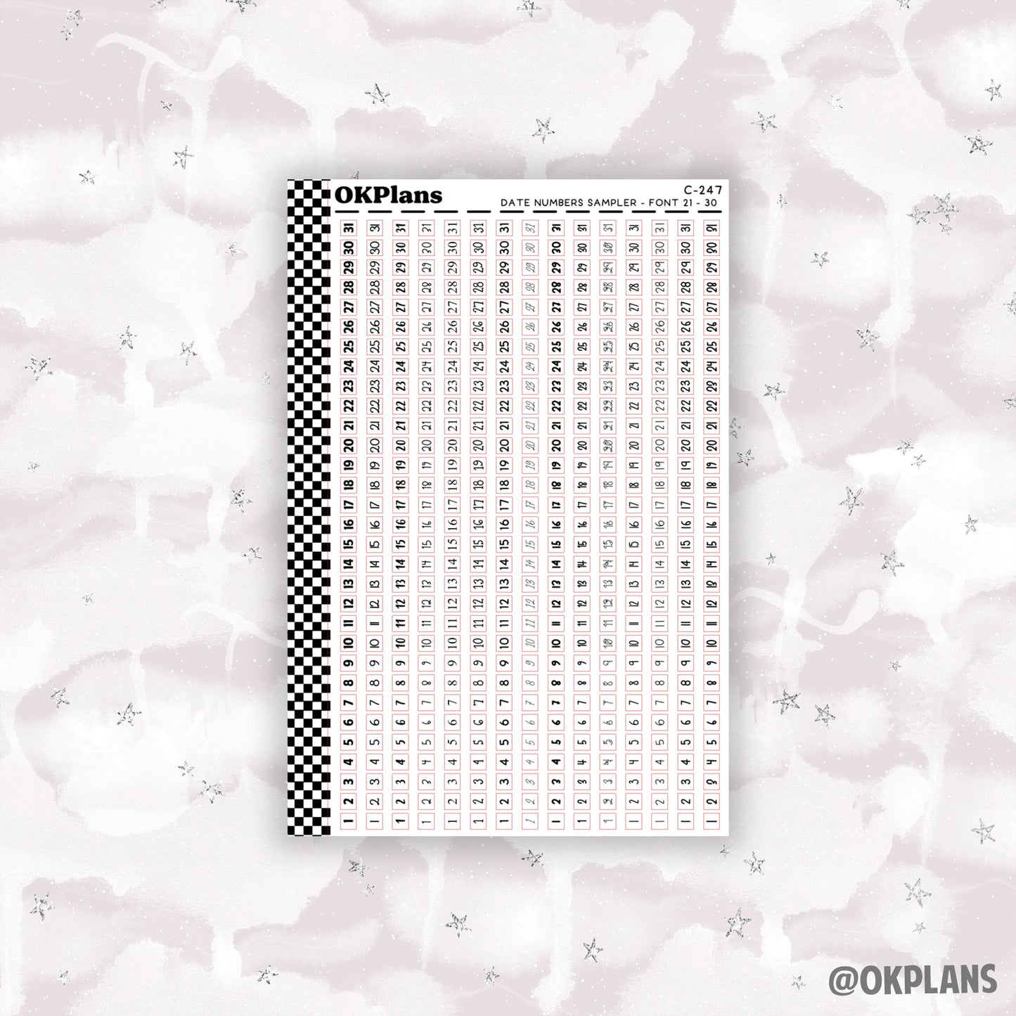 Mini Date Numbers Sampler // C-247 or C-252 // Functional