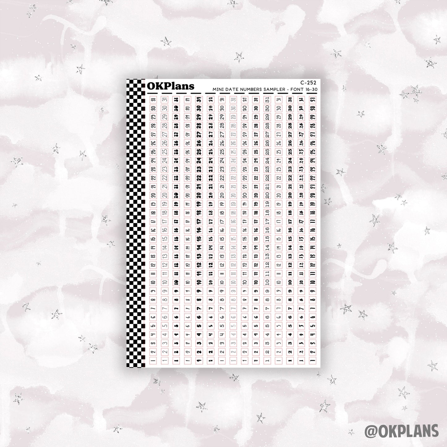 Mini Date Numbers Sampler // C-247 or C-252 // Functional