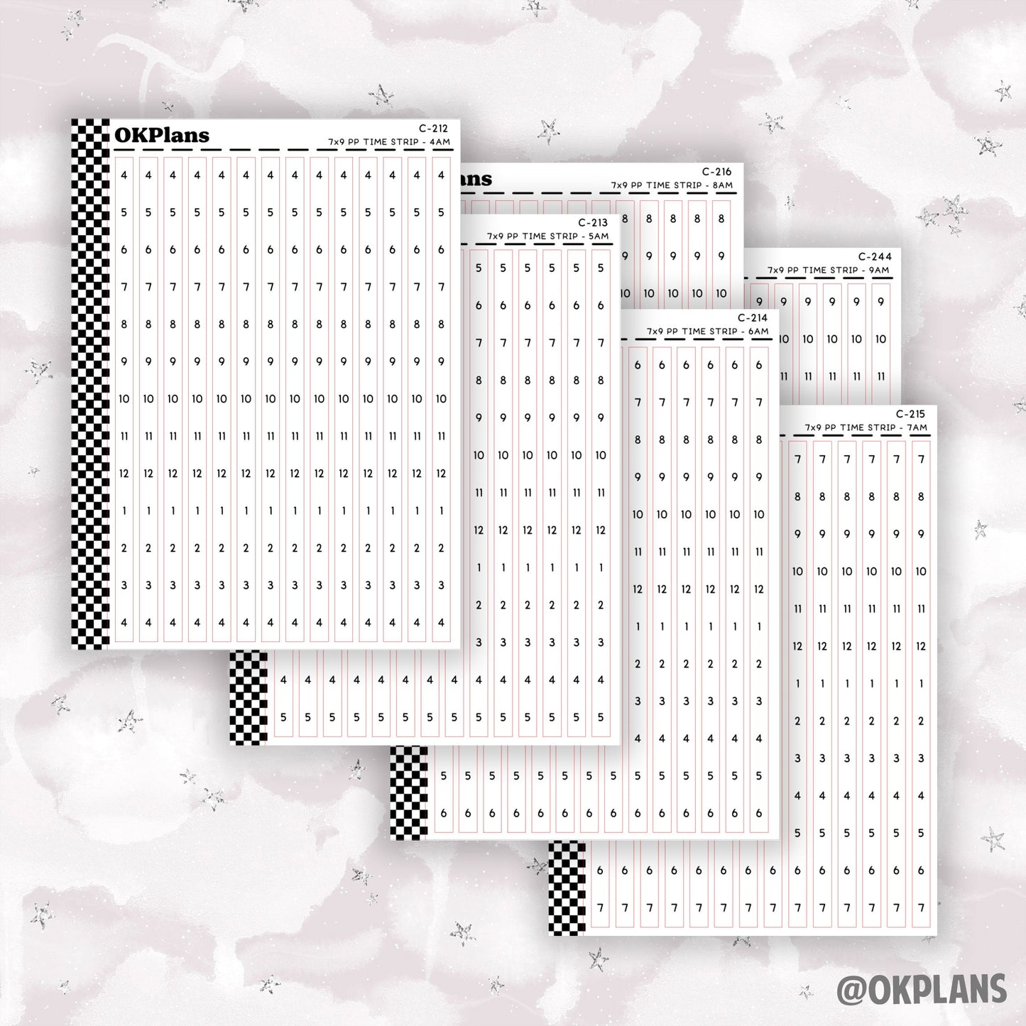 7x9 PP Hourly Time Strips // C-212 or C-213 or C-214 or C-215 or C-216 or C-244 // Functional