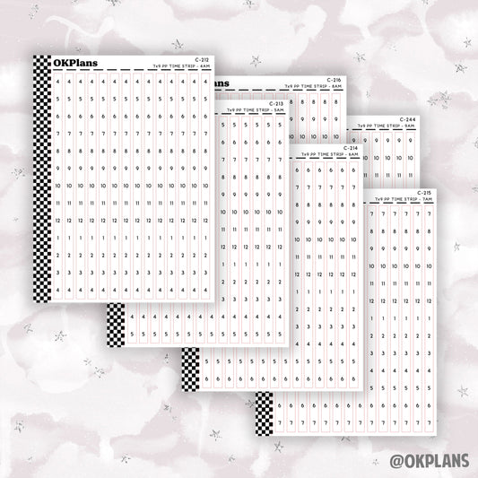 7x9 PP Hourly Time Strips // C-212 or C-213 or C-214 or C-215 or C-216 or C-244 // Functional