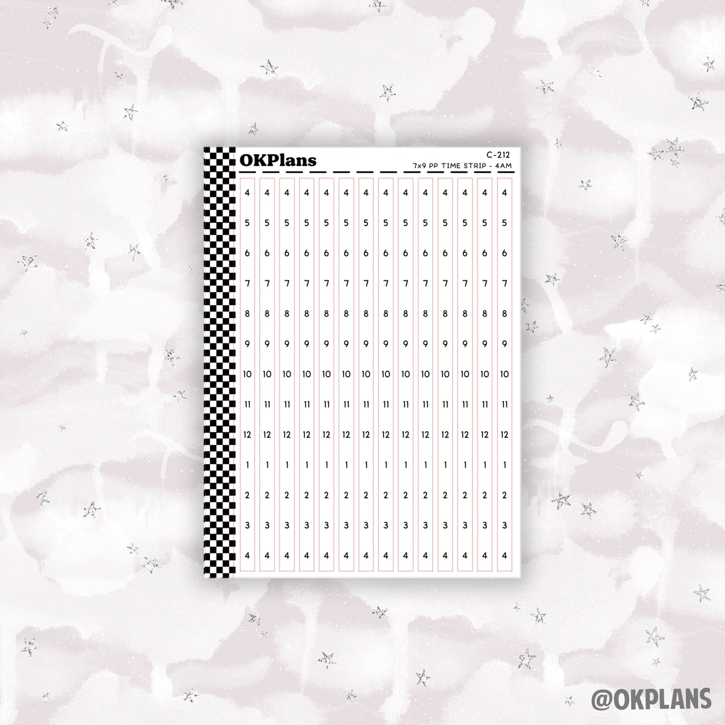 7x9 PP Hourly Time Strips // C-212 or C-213 or C-214 or C-215 or C-216 or C-244 // Functional