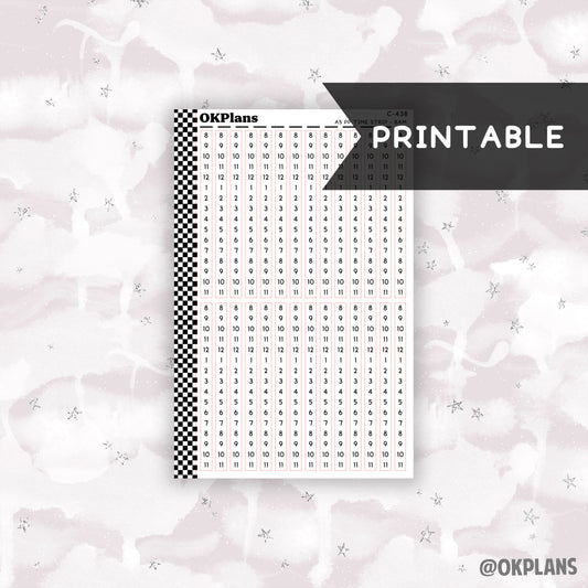 A5 PP Daily Time Strips - 8AM // Printable  // C-438 // Functional