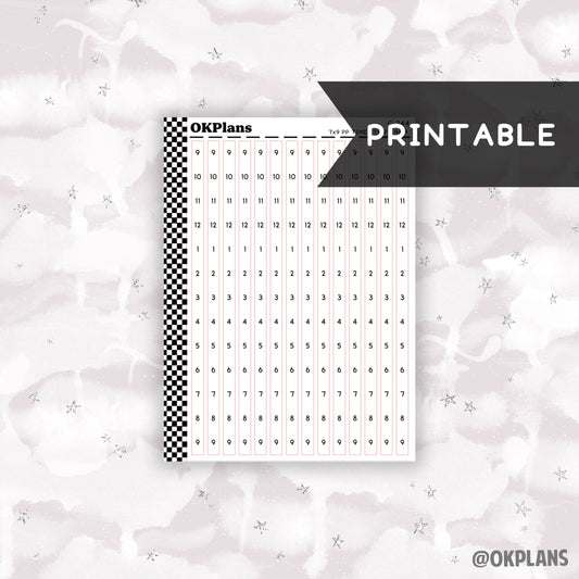 7x9 PP Hourly Time Strips - 9AM // Printable // C-244 // Functional