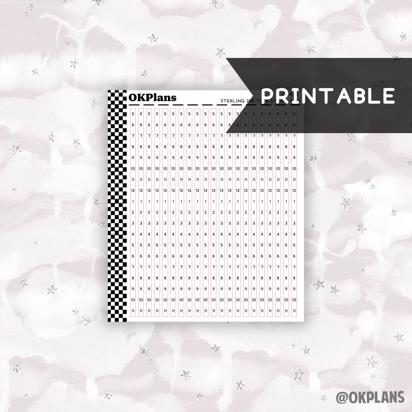Sterling Ink Time Strips - 5AM // Printable  // C-441 // Functional