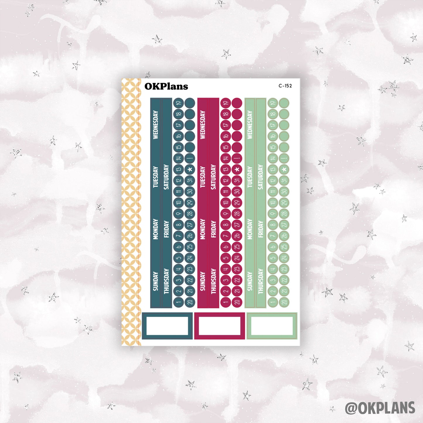 Sunday Start Monthly Strips // Printable // EC 7x9 Daily Duo