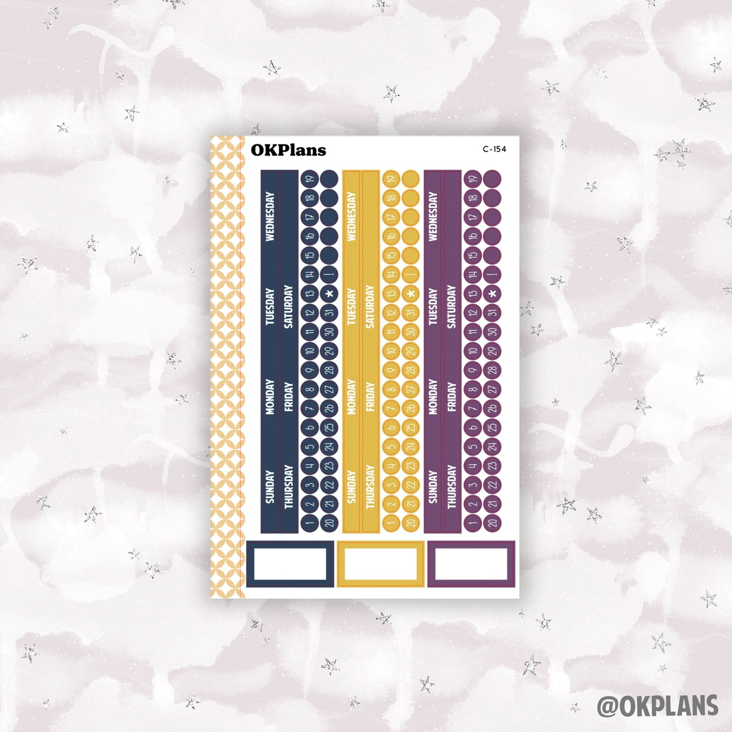 Sunday Start Monthly Strips // Printable // EC 7x9 Daily Duo