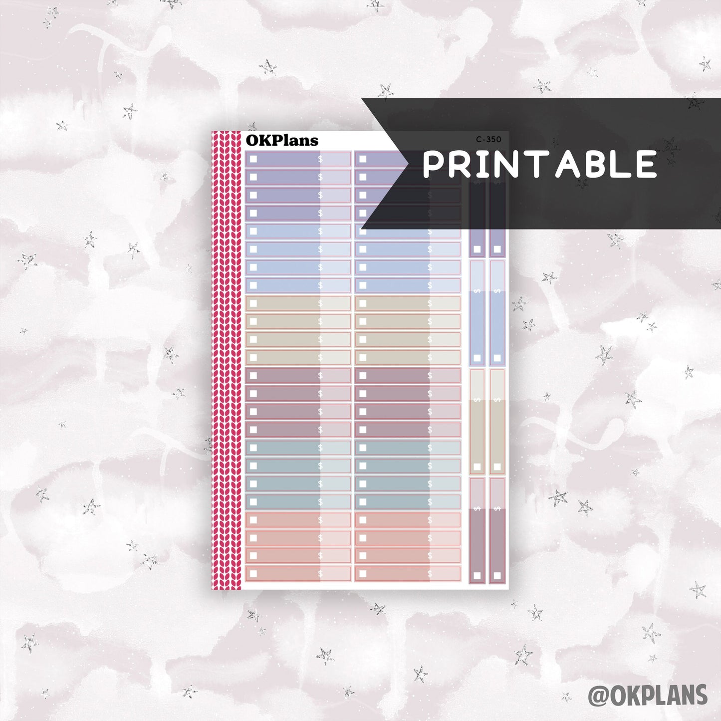 8.5x11 Expense Labels // Printable // Canvas // C-350 // Multicolor Functional