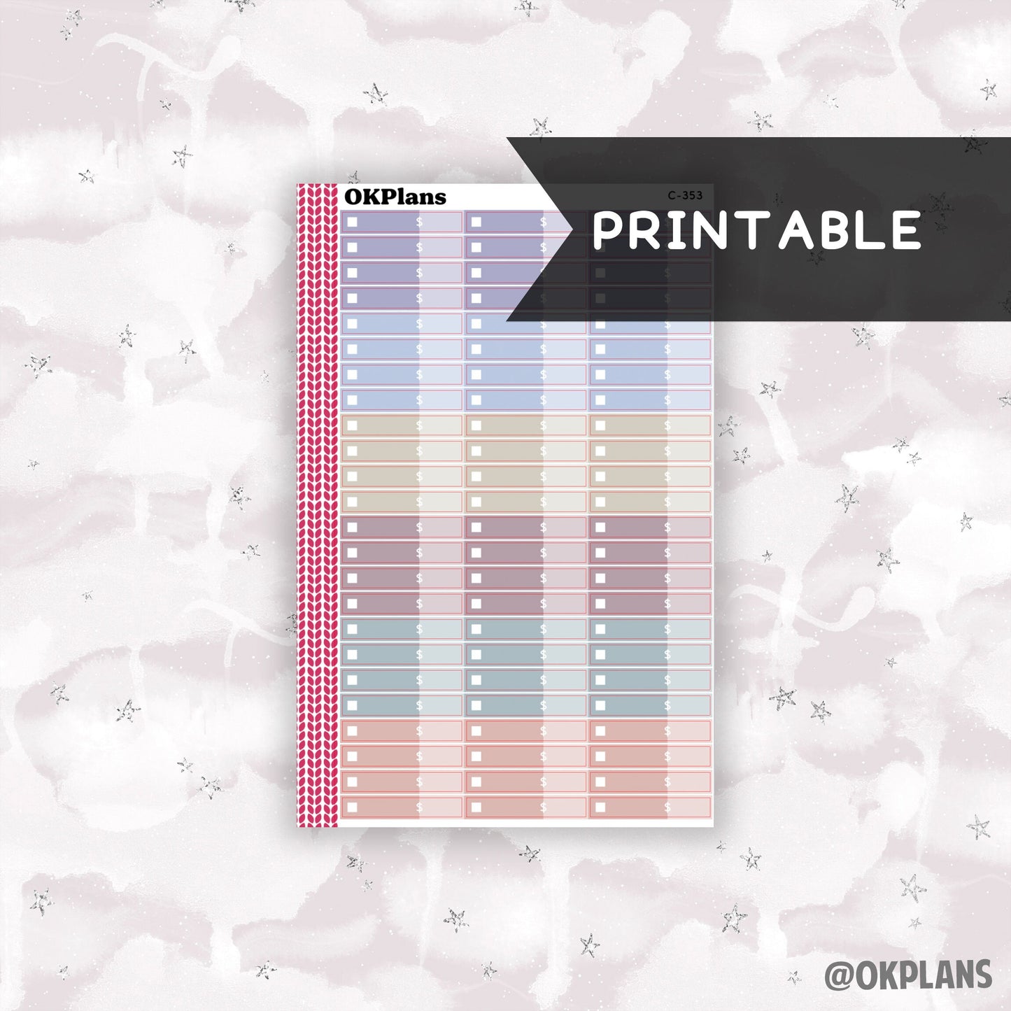 1.6in Expense Labels // Printable // Canvas // C-353 // Multicolor Functional