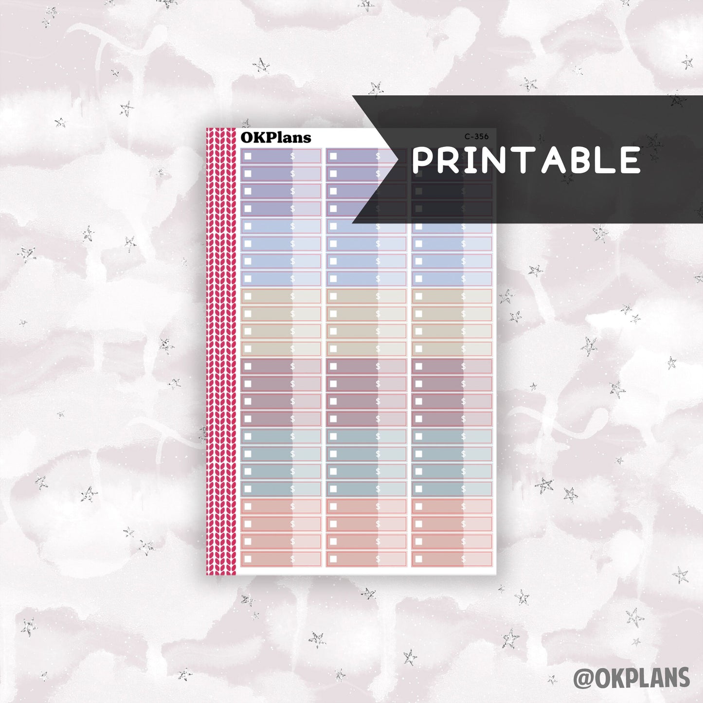 1.5in Expense Labels // Printable // Canvas // C-356 // Multicolor Functional