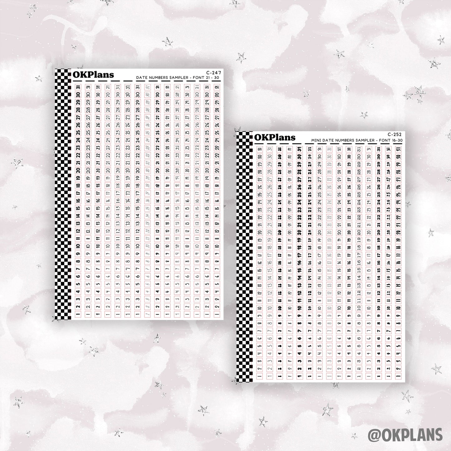 Mini Date Numbers Sampler // C-247 or C-252 // Functional