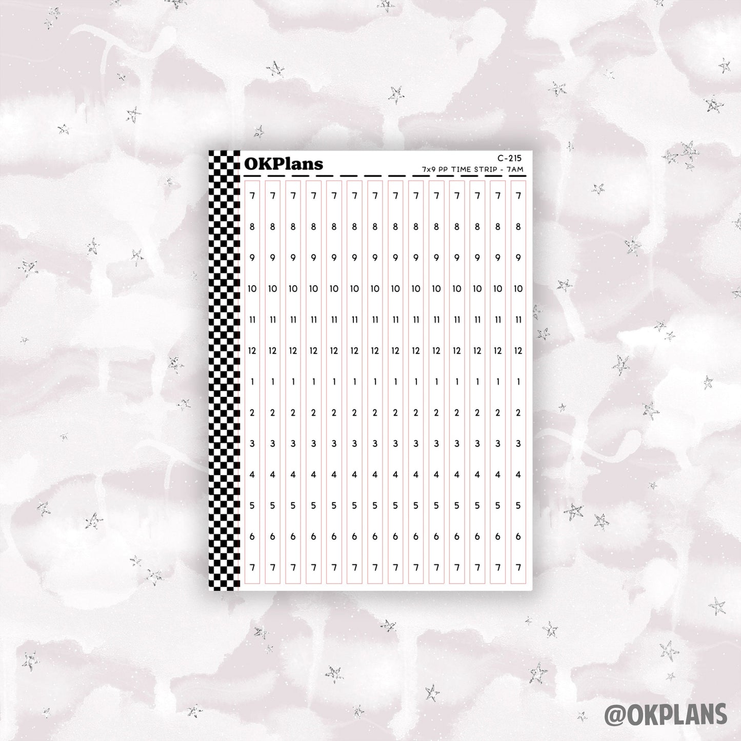 7x9 PP Hourly Time Strips // C-212 or C-213 or C-214 or C-215 or C-216 or C-244 // Functional