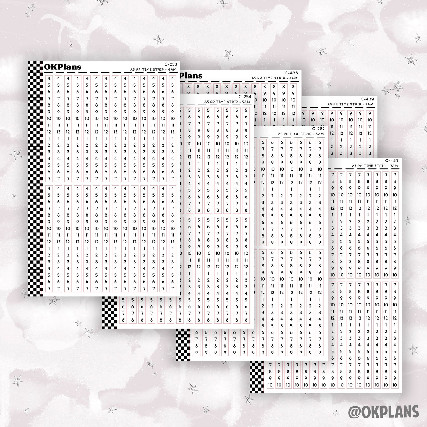 A5 PP Daily Time Strips // C-253 or C-254 or C-282 or C-437 or C-238 or C-239 // Functional