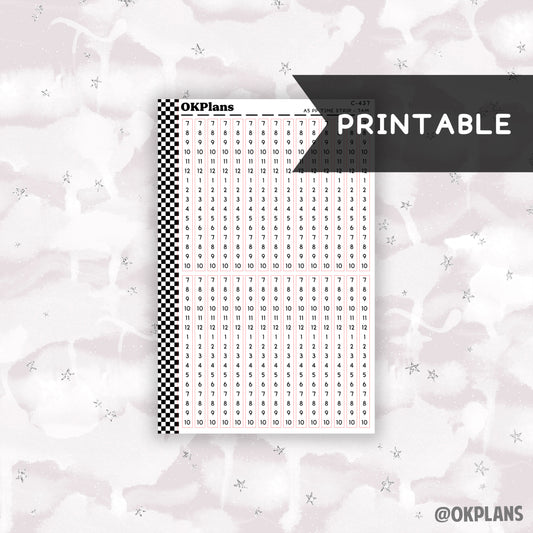 A5 PP Daily Time Strips - 7AM // Printable  // C-437 // Functional