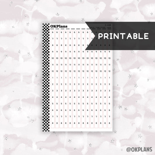 7x9 EC Time Strips - 6AM // Printable  // C-035 // Functional