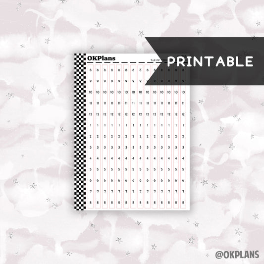 7x9 PP Hourly Time Strips - 8AM // Printable // C-216 // Functional