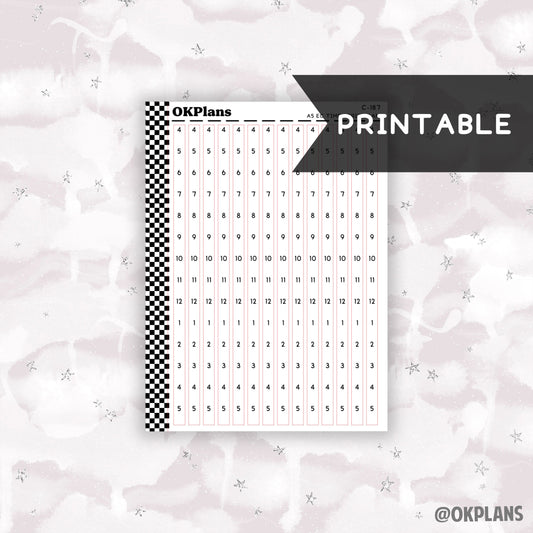 A5 EC Time Strips - 4AM // Printable  // C-187 // Functional