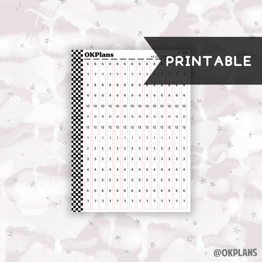 A5 EC Time Strips - 6AM // Printable  // C-208 // Functional