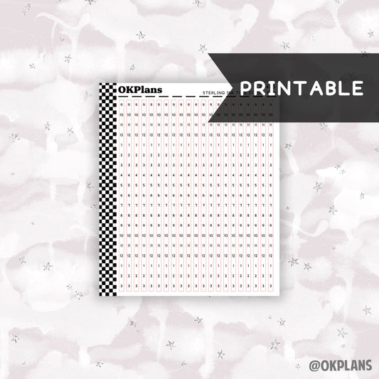 Sterling Ink Time Strips - 9AM // Printable  // C-445 // Functional