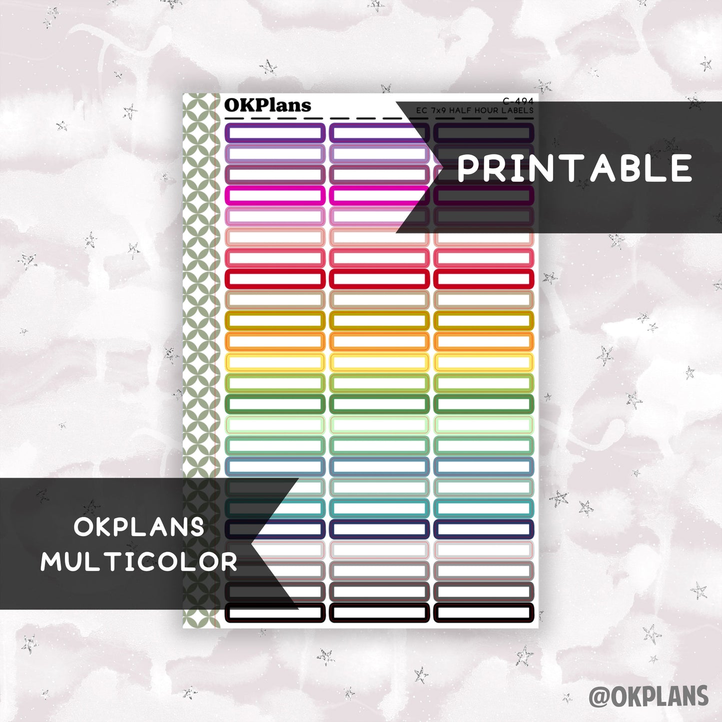 Half Hour 7x9 EC Labels // Multicolor // Printable // C-494 // Multicolor Functional