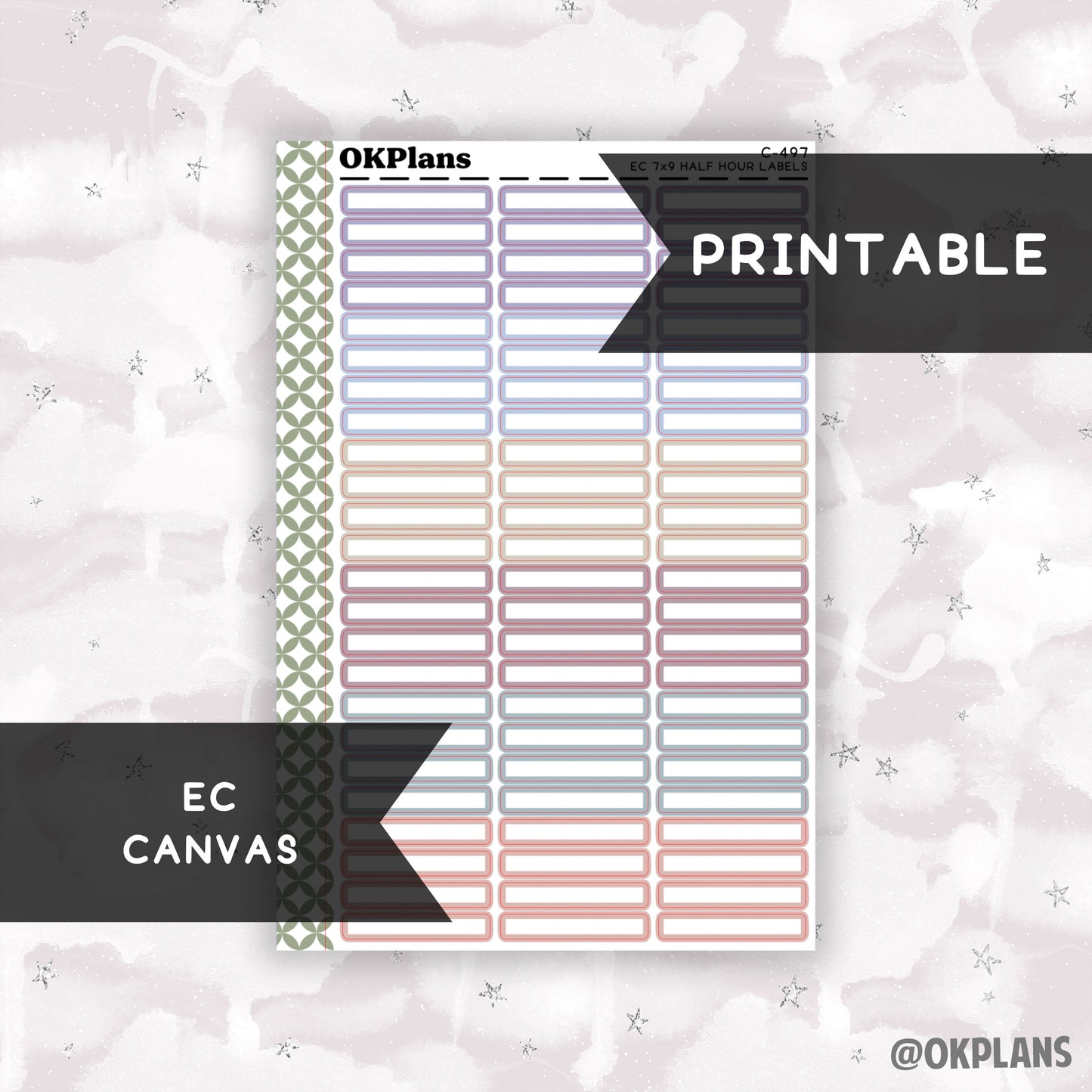 Half Hour 7x9 EC Labels // EC Canvas // Printable // C-497 // Multicolor Functional