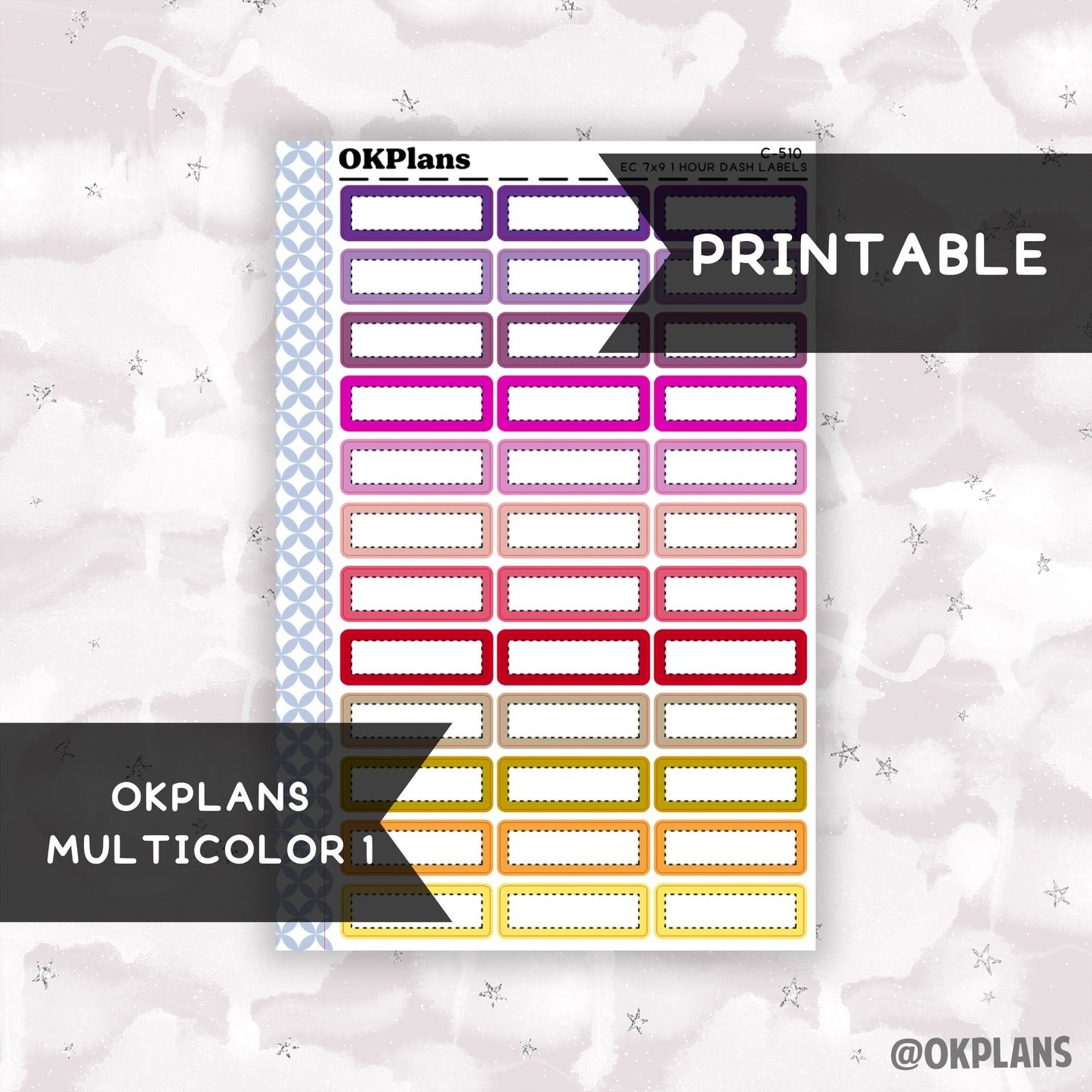 1 HR 7x9 EC Dash Labels // Multicolor 1 // Printable // C-510 // Multicolor Functional