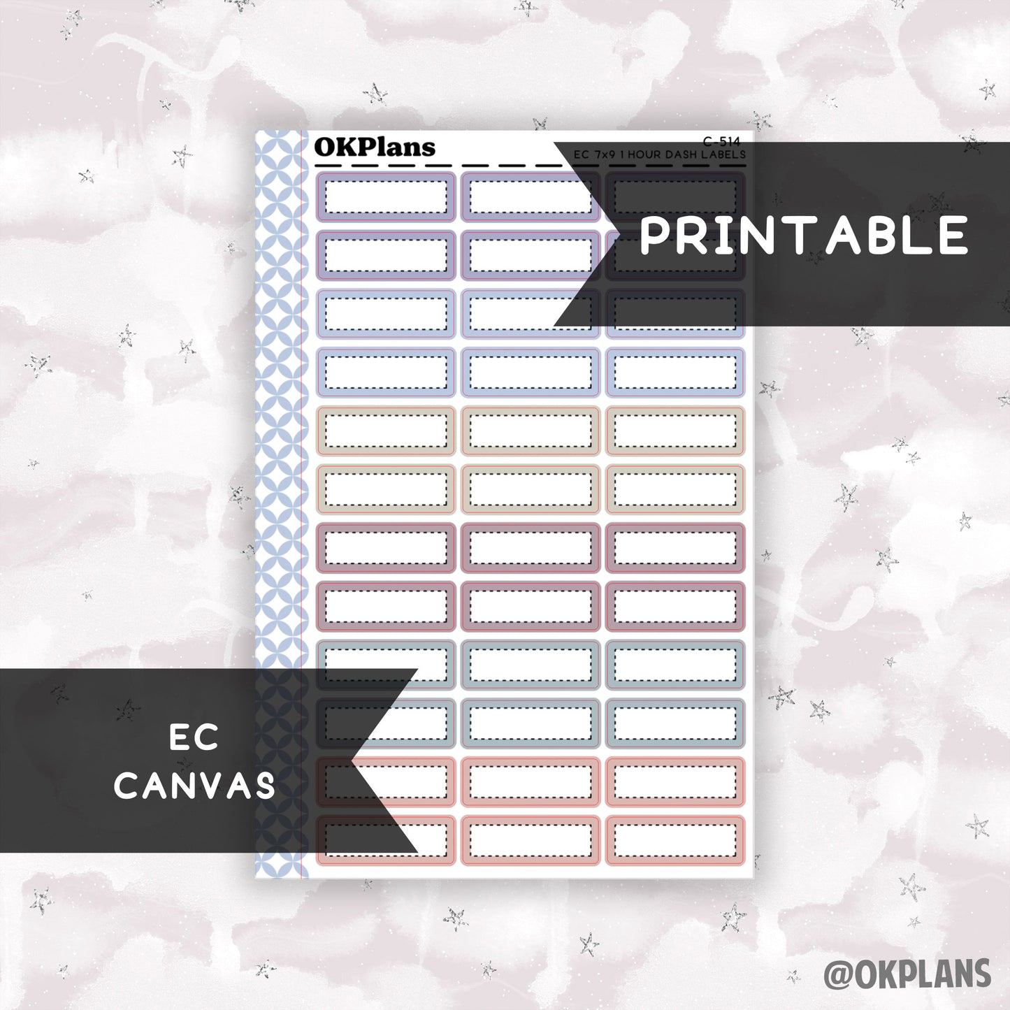 1 HR 7x9 EC Dash Labels // EC Canvas // Printable // C-514 // Multicolor Functional