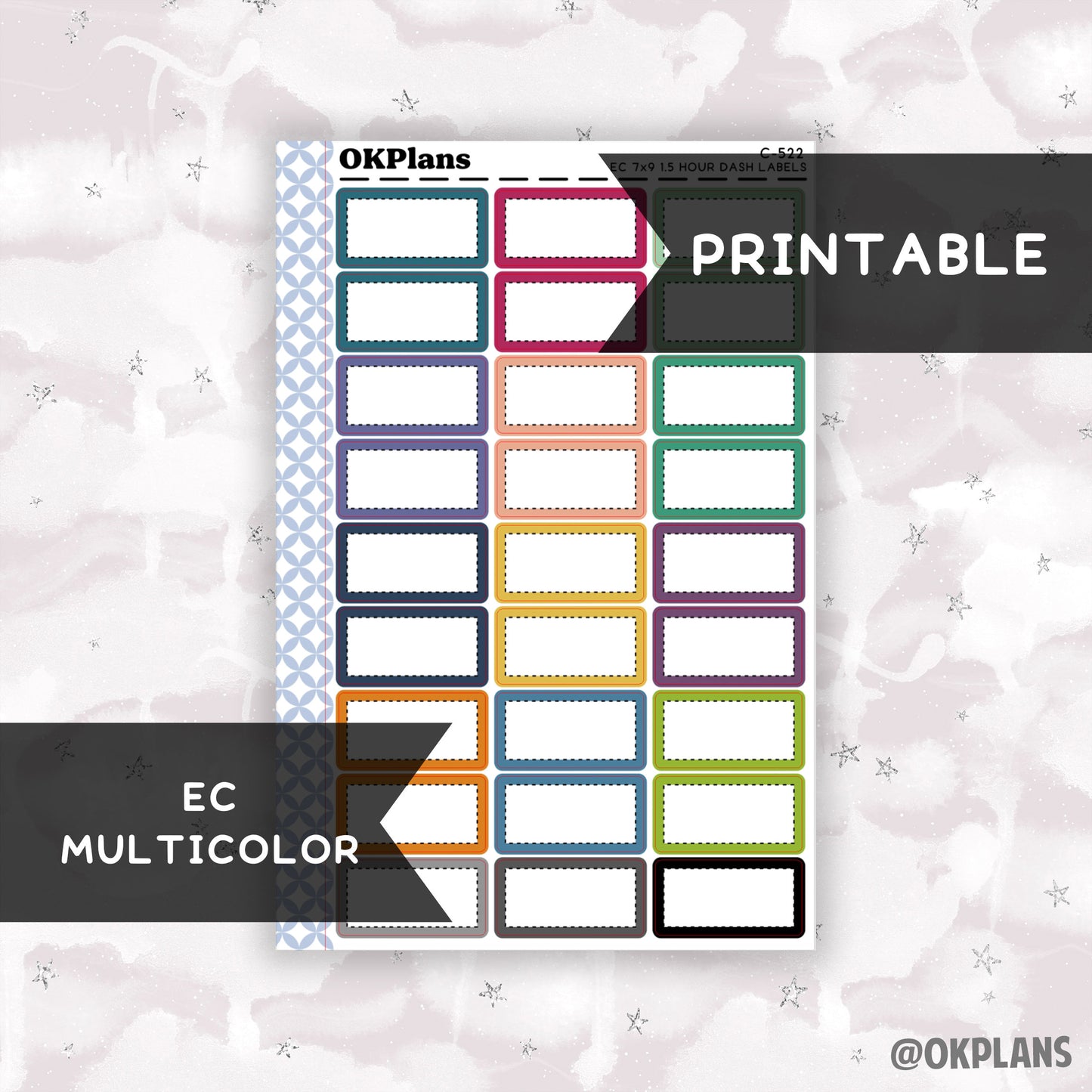 1.5 HR 7x9 EC Dash Labels // EC Multicolor // Printable // C-522 // Multicolor Functional