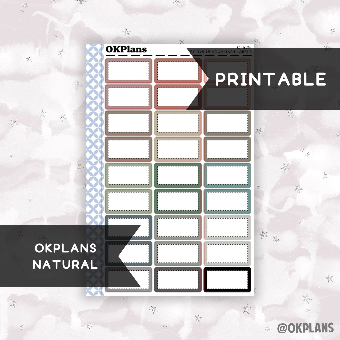 1.5 HR 7x9 EC Dash Labels // Natural // Printable // C-525 // Multicolor Functional