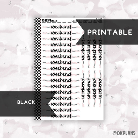 Weekend Script // Printable // Black // C-565 // Multicolor Functional