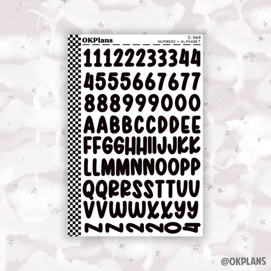 Numbers and Alphabet // Black // C-569 // Multicolor Functional