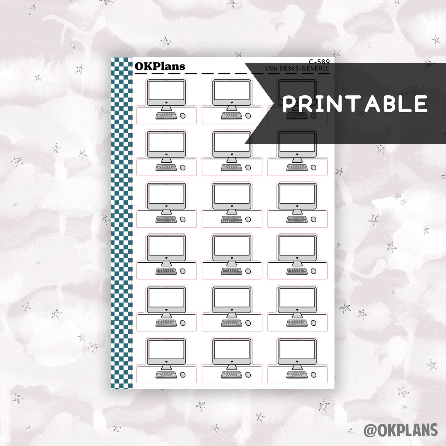 Generic Desk // Printable // C-589 // Functional Doodle
