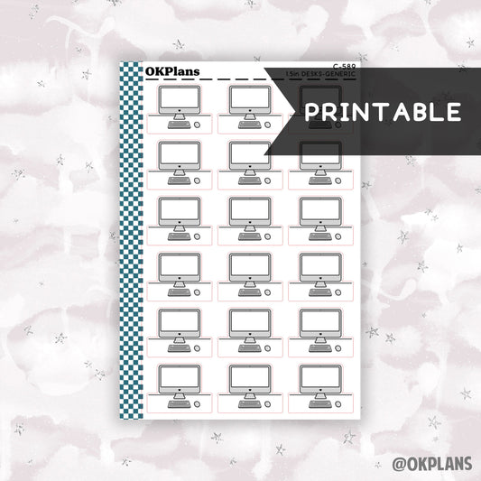 Generic Desk // Printable // C-589 // Functional Doodle