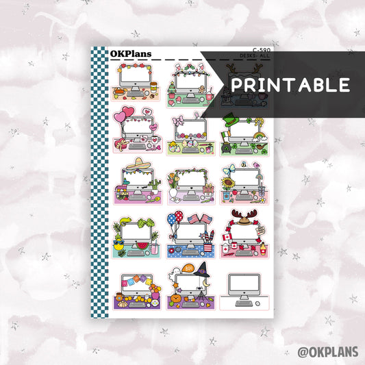 Mixed Desk // Printable // C-590 // Functional Doodle