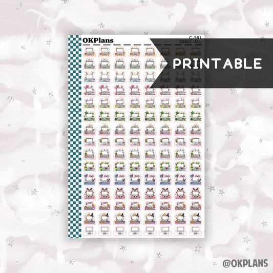 Mixed Mini Desk // Printable // C-591 // Functional Doodle