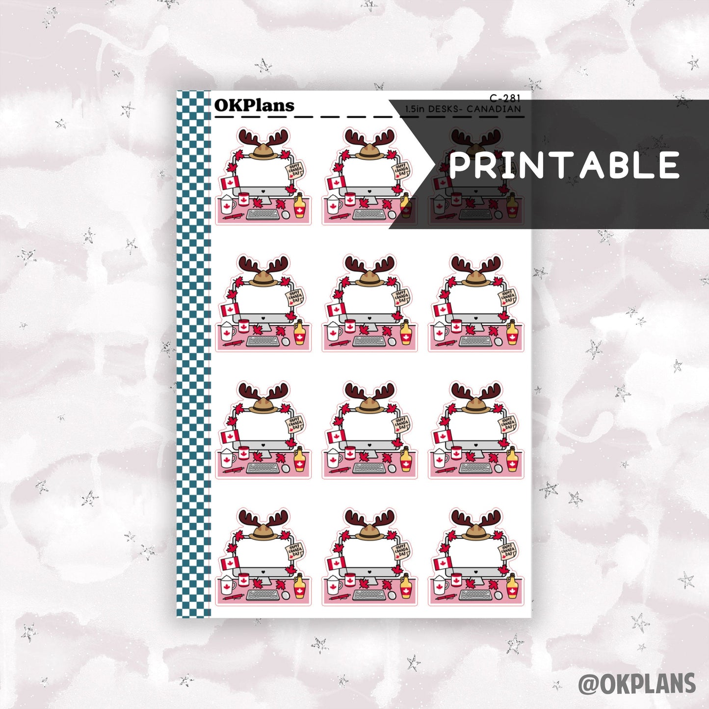 Canadian Desk // Printable // C-281 // Functional Doodle