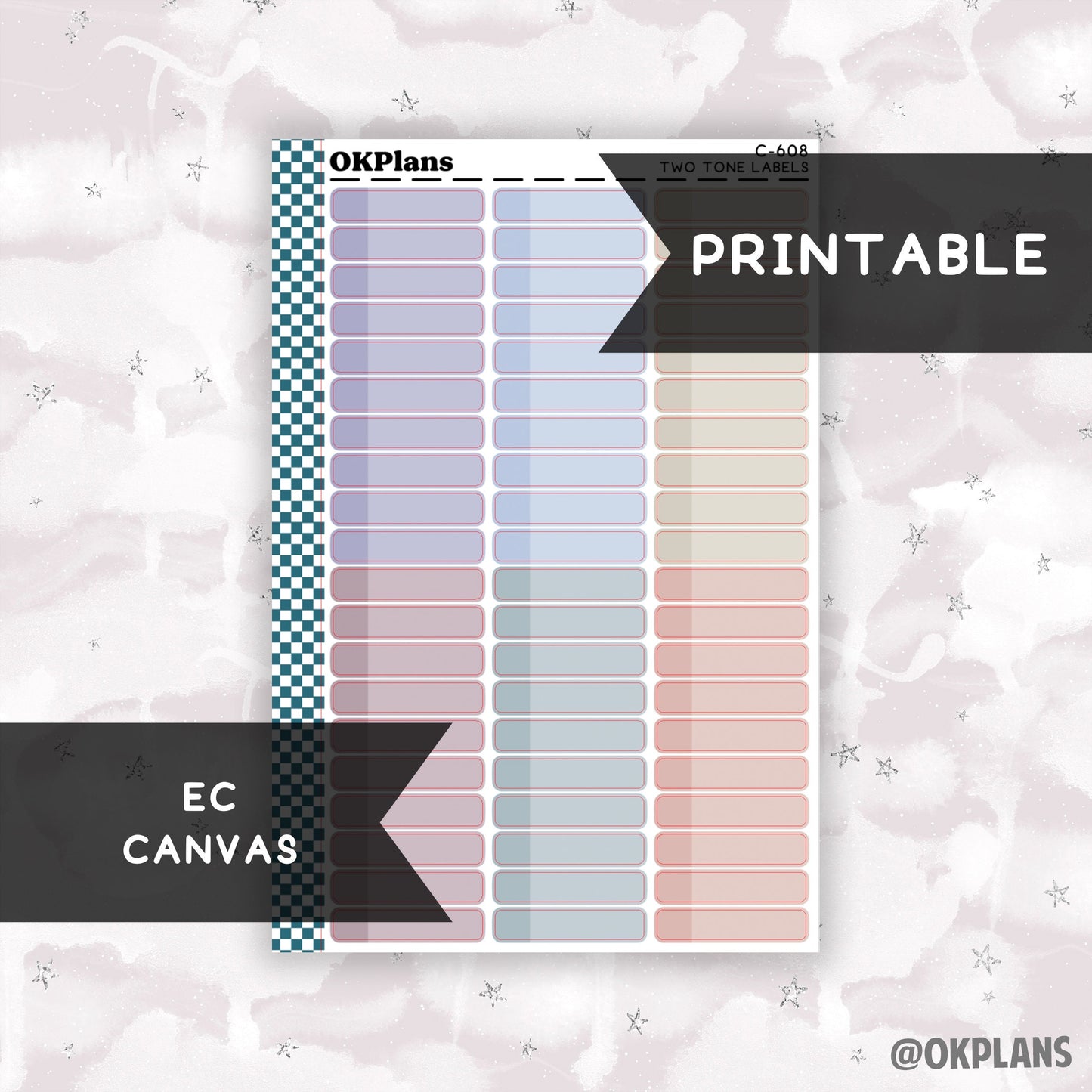 Two Tone Label // EC Canvas // Printable // C-608 // Multicolor Functional