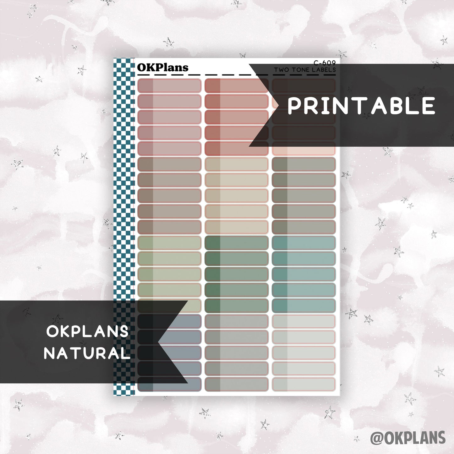 Two Tone Label // Natural // Printable // C-609 // Multicolor Functional